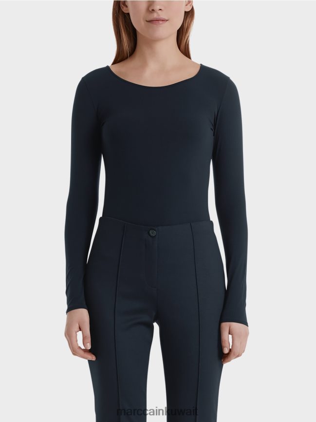 Marc Cain قميص رقيق بأكمام طويلة LVN0D61474 ملابس منتصف الليل الأزرق