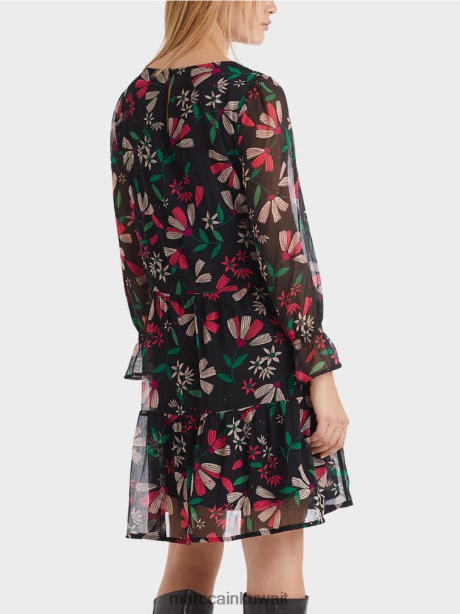 Marc Cain فستان أنثوي بطبعة زهور LVN0D6147 ملابس أرجواني