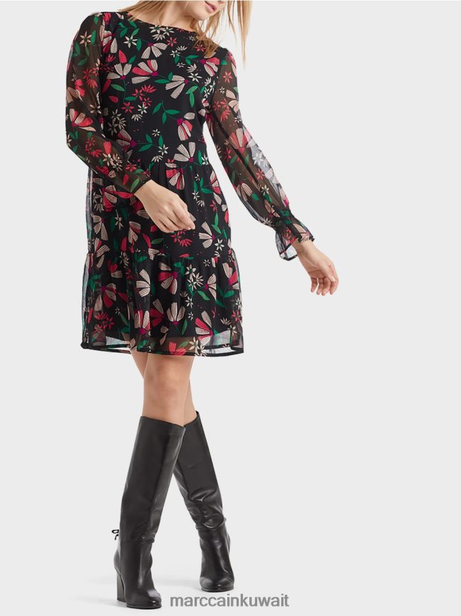 Marc Cain فستان أنثوي بطبعة زهور LVN0D6147 ملابس أرجواني