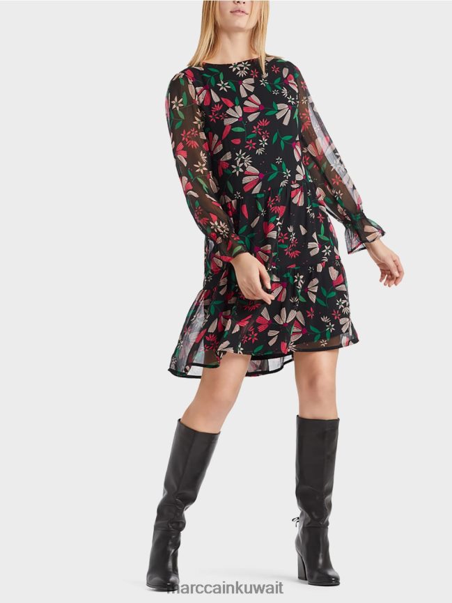 Marc Cain فستان أنثوي بطبعة زهور LVN0D6147 ملابس أرجواني