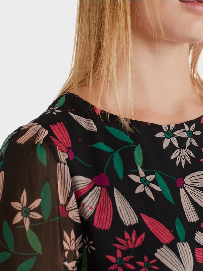 Marc Cain فستان أنثوي بطبعة زهور LVN0D6147 ملابس أرجواني