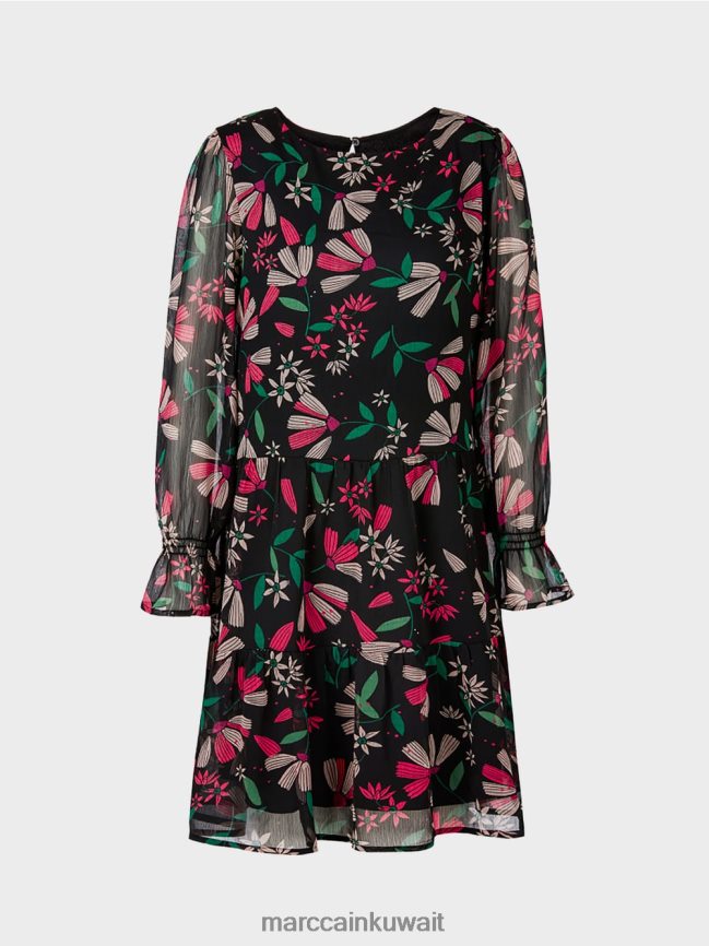 Marc Cain فستان أنثوي بطبعة زهور LVN0D6147 ملابس أرجواني