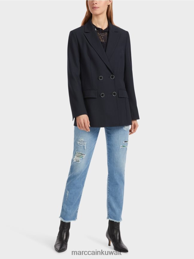 Marc Cain سترة مزدوجة الصدر LVN0D6148 ملابس منتصف الليل الأزرق