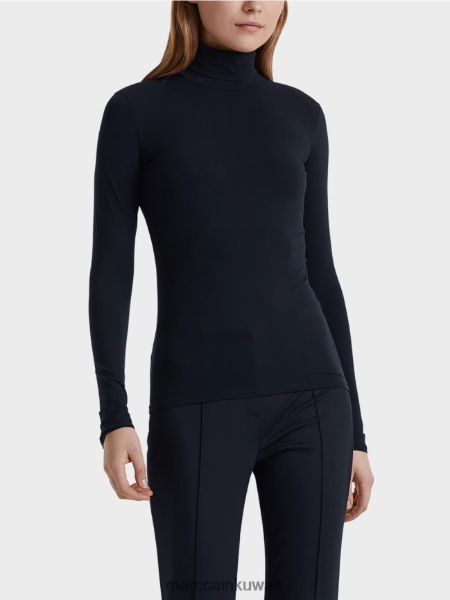 Marc Cain بلوفر ذو ياقة ملفوفة رقيقة LVN0D61482 ملابس منتصف الليل الأزرق