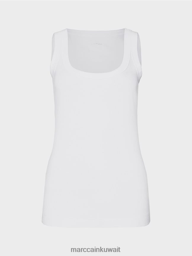 Marc Cain أعلى الخزان مضلع غرامة LVN0D61485 ملابس أبيض