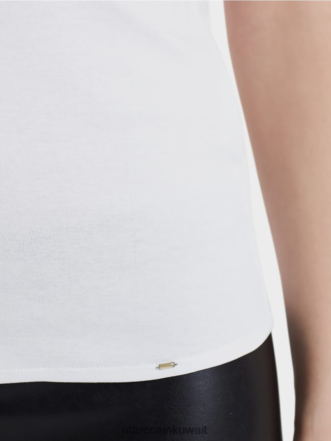 Marc Cain قمة أساسية مع خط عنق واسع LVN0D61486 ملابس أبيض