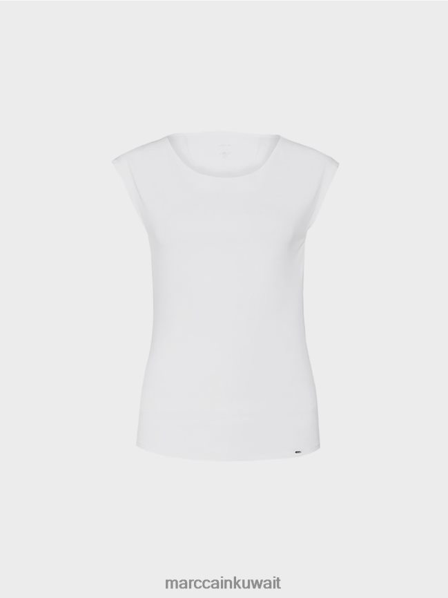 Marc Cain قمة أساسية مع خط عنق واسع LVN0D61486 ملابس أبيض