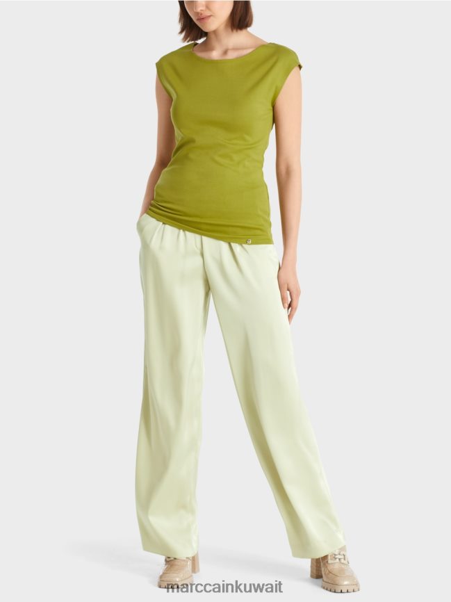 Marc Cain قميص قطني مطاطي LVN0D61487 ملابس زيتوني أخضر عميق