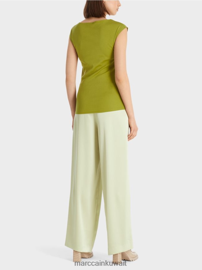 Marc Cain قميص قطني مطاطي LVN0D61487 ملابس زيتوني أخضر عميق