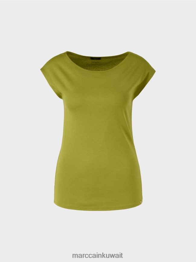 Marc Cain قميص قطني مطاطي LVN0D61487 ملابس زيتوني أخضر عميق