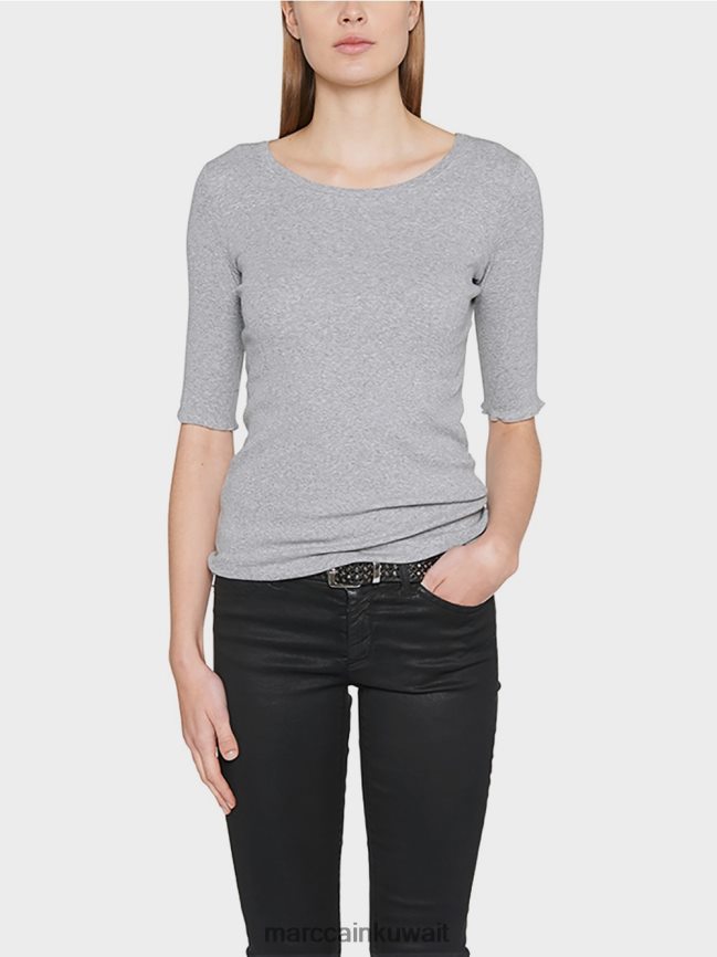 Marc Cain قميص بياقة دائرية وأكمام قصيرة LVN0D61488 ملابس رمادي