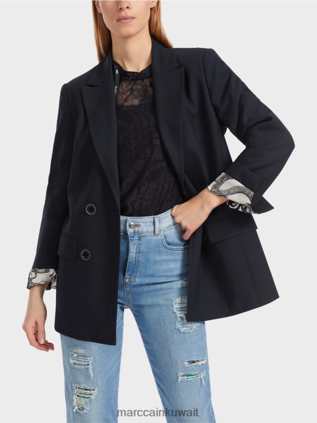 Marc Cain سترة مزدوجة الصدر LVN0D6148 ملابس منتصف الليل الأزرق