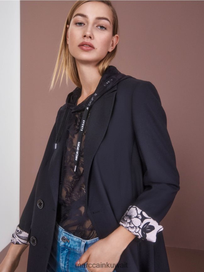 Marc Cain سترة مزدوجة الصدر LVN0D6148 ملابس منتصف الليل الأزرق