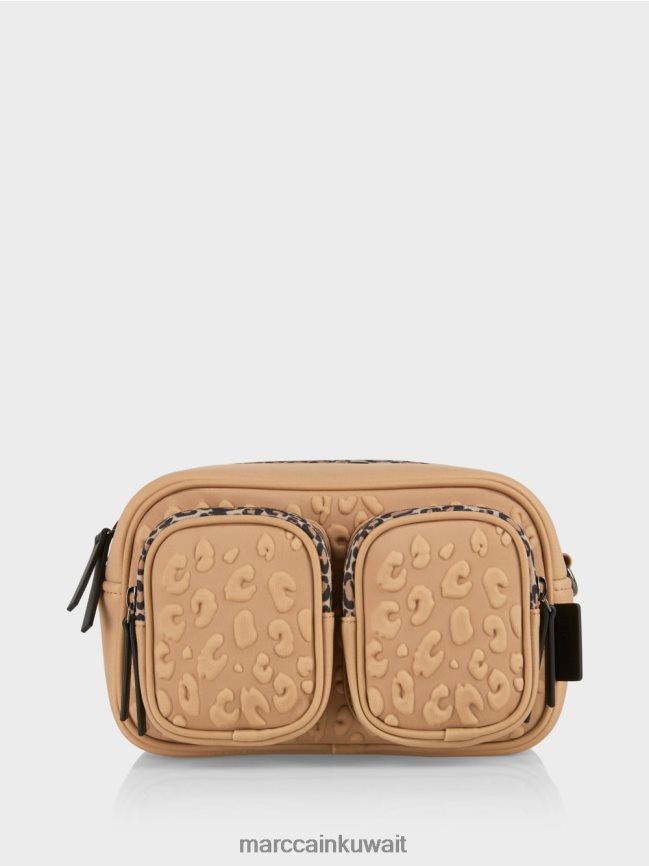 Marc Cain حقيبة كتف بتصميم منقوش LVN0D61502 ملحق قهوة ناعمة