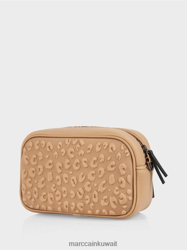 Marc Cain حقيبة كتف بتصميم منقوش LVN0D61502 ملحق قهوة ناعمة