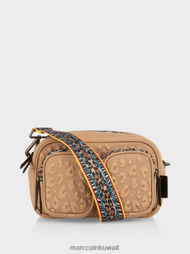 Marc Cain حقيبة كتف بتصميم منقوش LVN0D61502 ملحق قهوة ناعمة