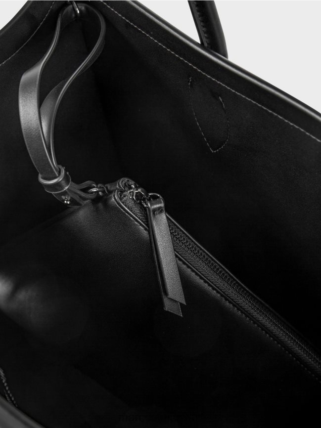 Marc Cain حقيبة للمتسوقين مع حروف الشعار LVN0D61512 ملحق أسود