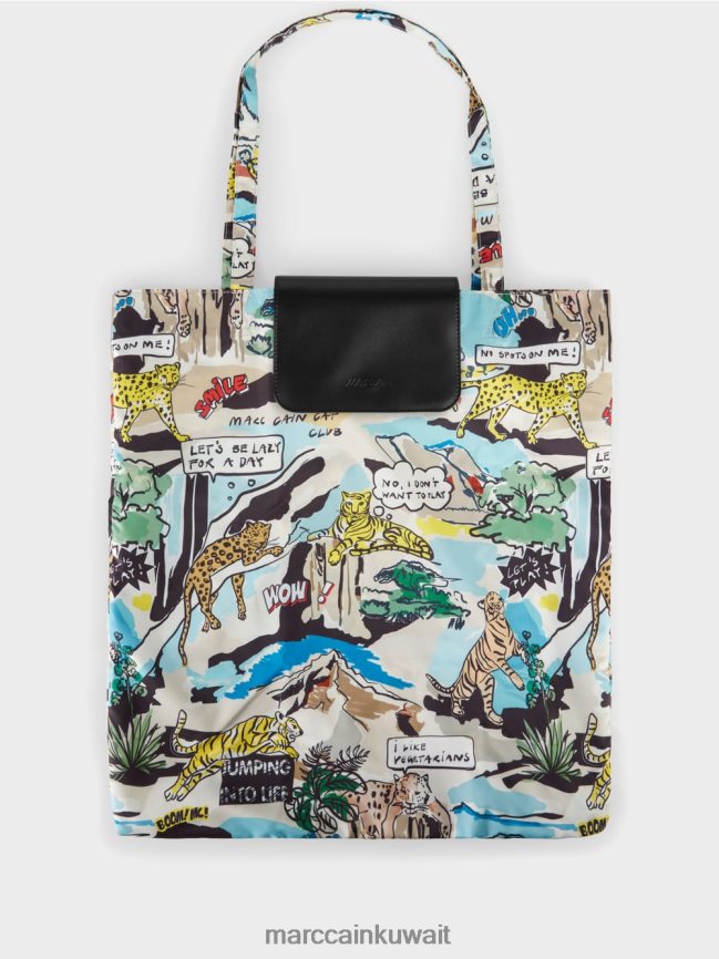Marc Cain حقيبة تسوق بطبعة "إعادة التفكير معًا". LVN0D61515 ملحق بحر عميق