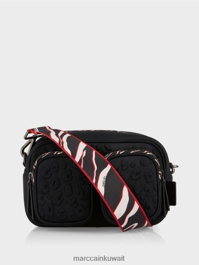 Marc Cain حقيبة كتف بتصميم منقوش LVN0D61517 ملحق أسود