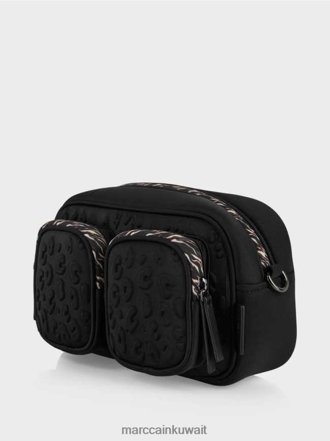 Marc Cain حقيبة كتف بتصميم منقوش LVN0D61517 ملحق أسود