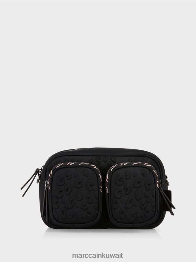 Marc Cain حقيبة كتف بتصميم منقوش LVN0D61517 ملحق أسود