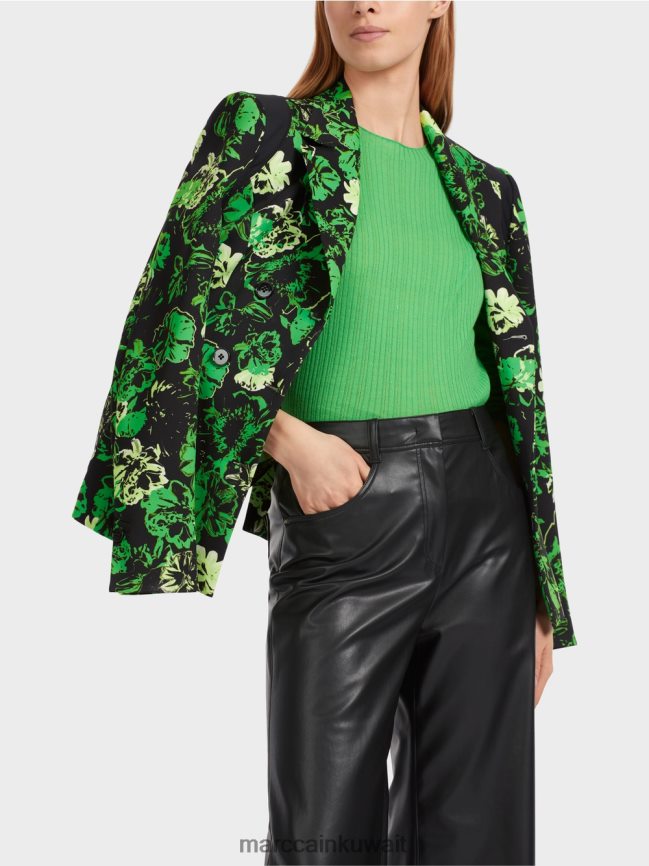 Marc Cain بليزر بتصميم زهور LVN0D6151 ملابس التفاح الأخضر الداكن