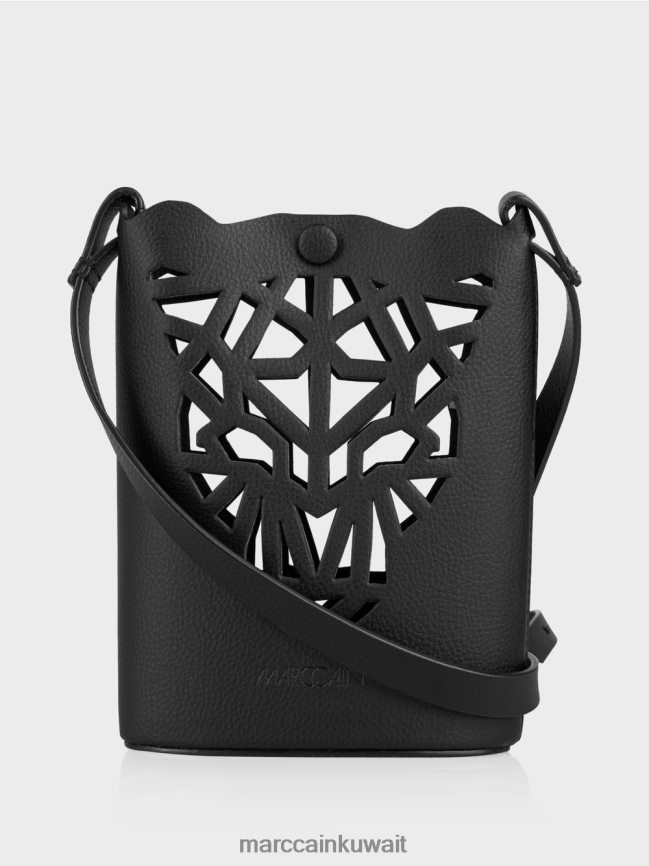 Marc Cain حقيبة صغيرة "نعيد التفكير معًا" برأس الفهد LVN0D61525 ملحق أسود