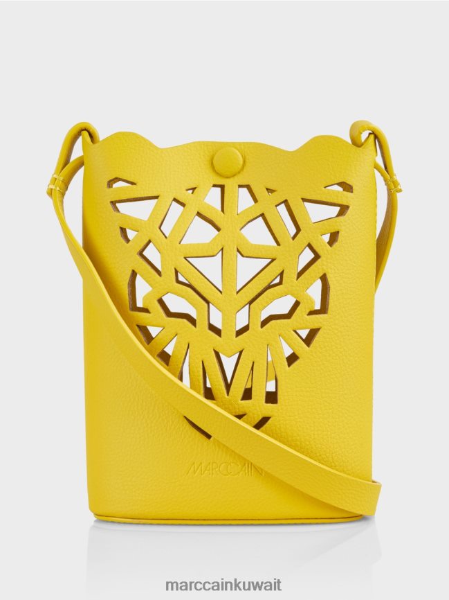 Marc Cain حقيبة صغيرة "نعيد التفكير معًا" برأس الفهد LVN0D61532 ملحق الليمون الأخضر