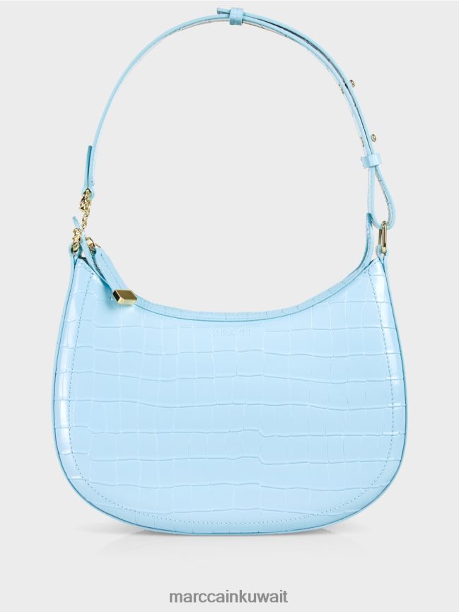 Marc Cain حقيبة تمساح صناعية بمقبض علوي LVN0D61535 ملحق الغلاف الجوي الأزرق