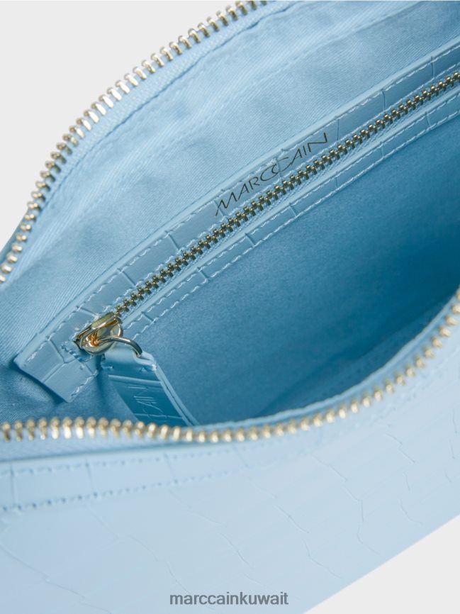 Marc Cain حقيبة تمساح صناعية بمقبض علوي LVN0D61535 ملحق الغلاف الجوي الأزرق