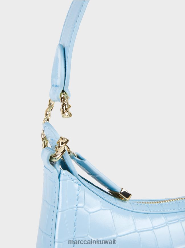 Marc Cain حقيبة تمساح صناعية بمقبض علوي LVN0D61535 ملحق الغلاف الجوي الأزرق