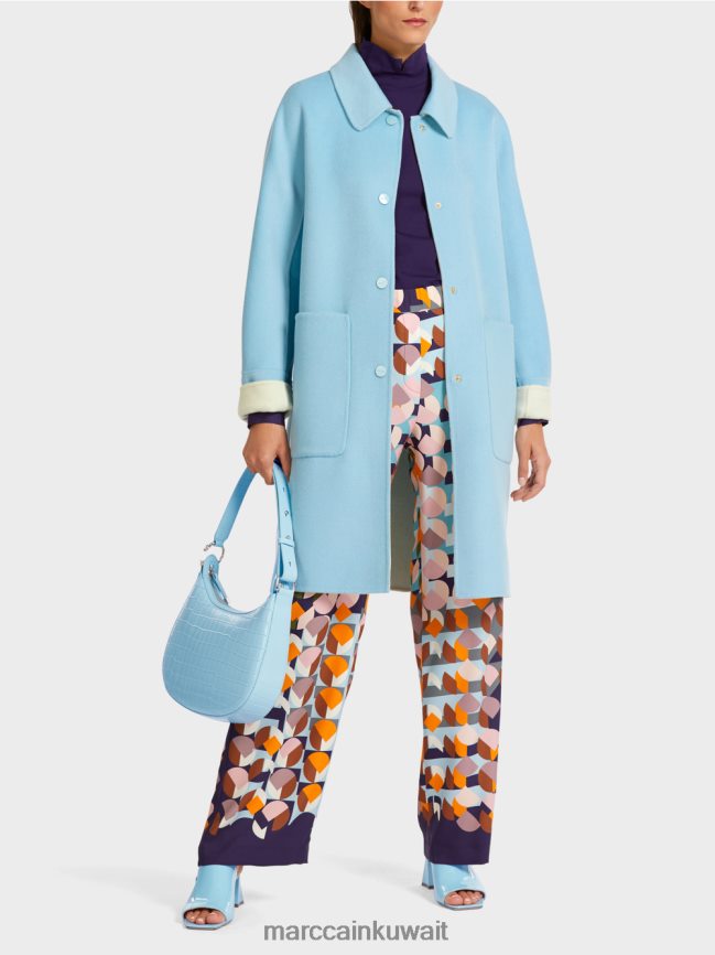 Marc Cain حقيبة تمساح صناعية بمقبض علوي LVN0D61535 ملحق الغلاف الجوي الأزرق