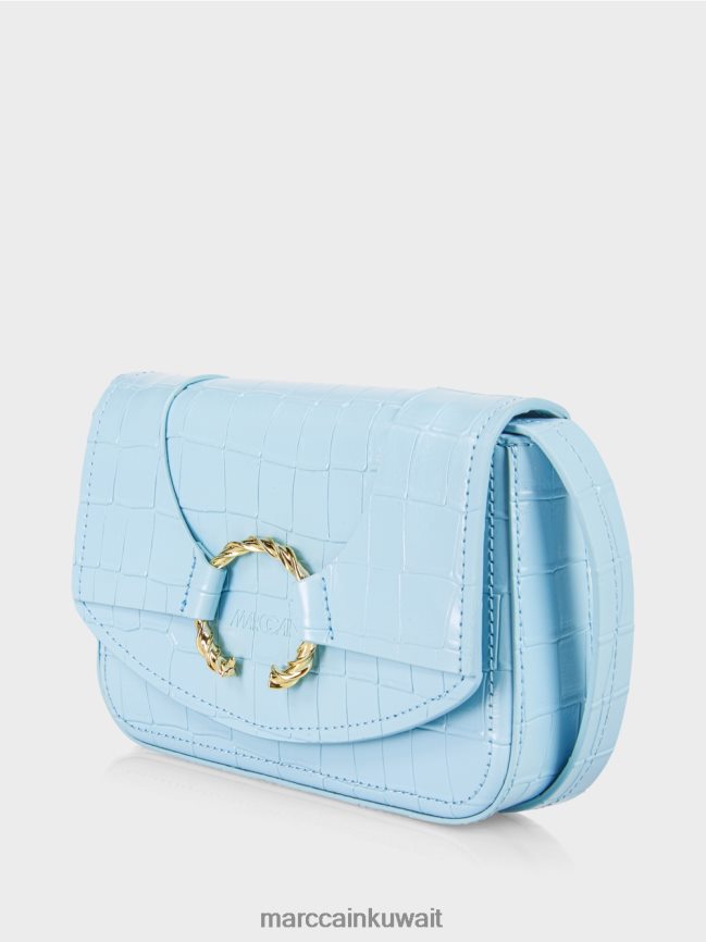 Marc Cain حقيبة كتف مع حلقة زخرفية LVN0D61536 ملحق الغلاف الجوي الأزرق