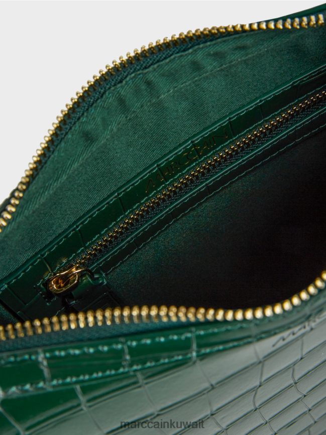 Marc Cain حقيبة تمساح صناعية بمقبض علوي LVN0D61537 ملحق الغابة المظلمة