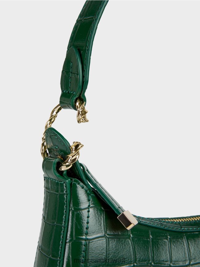 Marc Cain حقيبة تمساح صناعية بمقبض علوي LVN0D61537 ملحق الغابة المظلمة