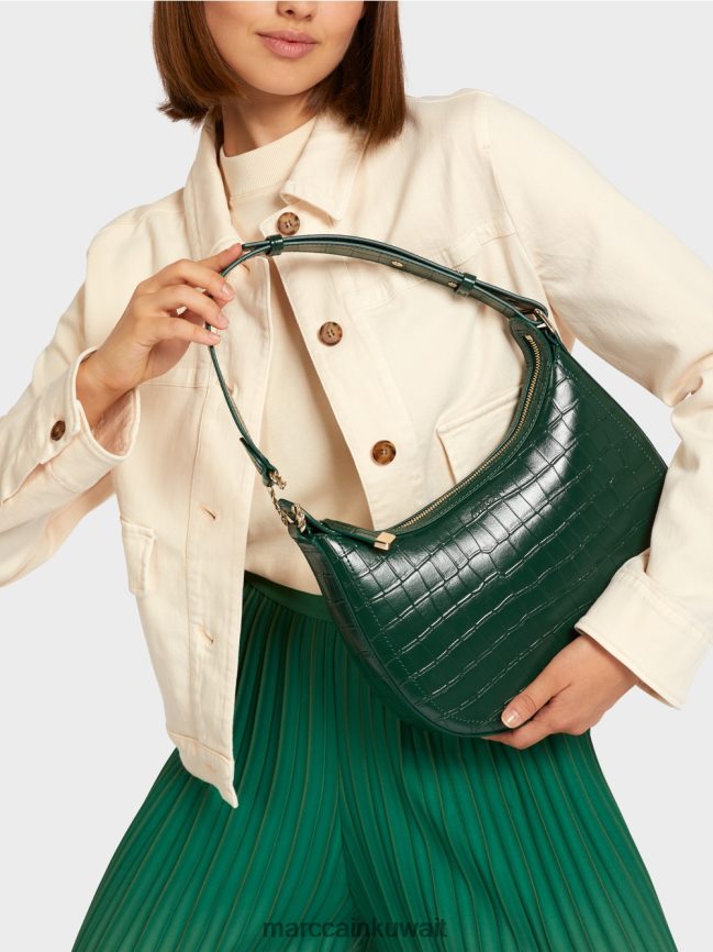 Marc Cain حقيبة تمساح صناعية بمقبض علوي LVN0D61537 ملحق الغابة المظلمة