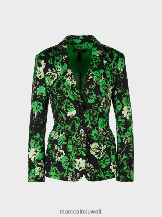 Marc Cain بليزر بطبعة زهور LVN0D6153 ملابس التفاح الأخضر الداكن