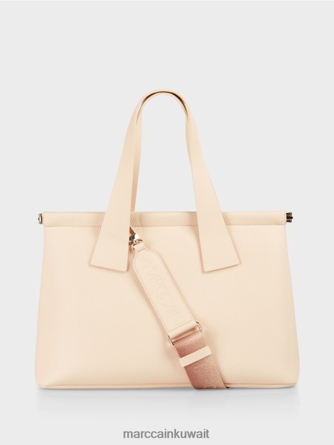 Marc Cain حقيبة كتف من جلد نابا الصناعي مع حزام LVN0D61543 ملحق كريمة