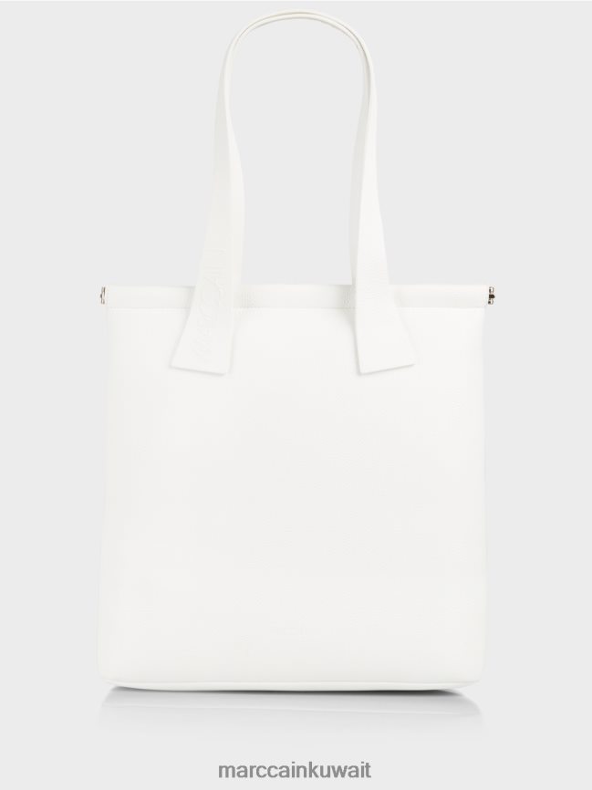 Marc Cain حقيبة يد مصنوعة من جلد النابا الصناعي LVN0D61547 ملحق أبيض مصفر