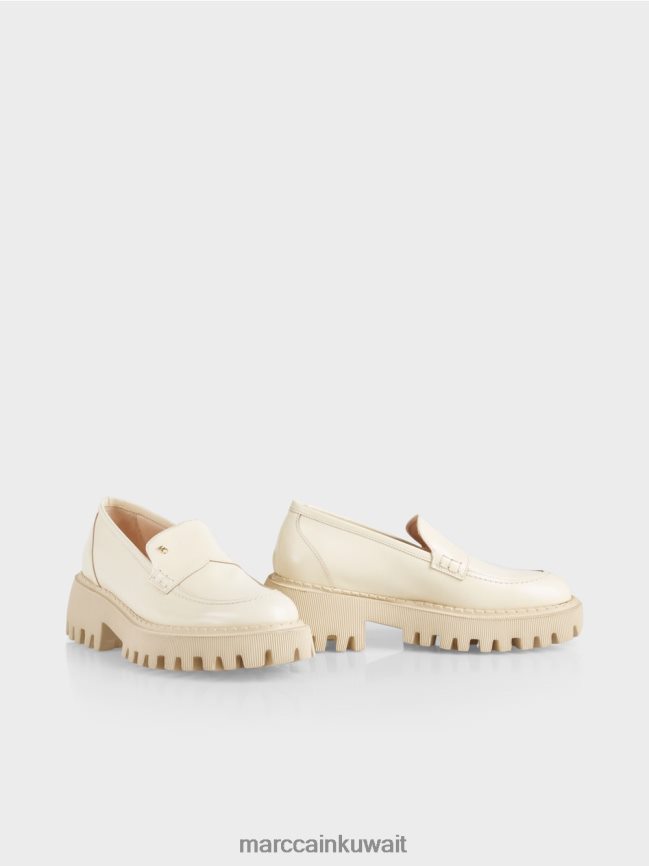 Marc Cain أحذية منخفضة مع خياطة زخرفية LVN0D61558 أحذية كريم غامق