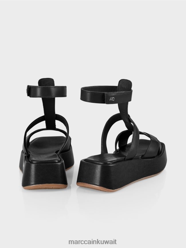 Marc Cain الصنادل مع أحزمة الكاحل LVN0D61595 أحذية أسود