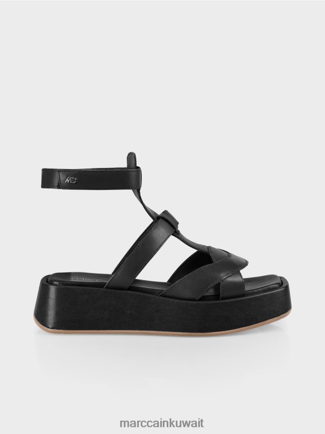 Marc Cain الصنادل مع أحزمة الكاحل LVN0D61595 أحذية أسود