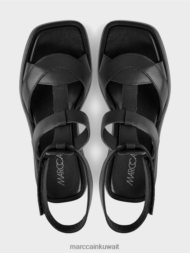 Marc Cain الصنادل مع أحزمة الكاحل LVN0D61595 أحذية أسود