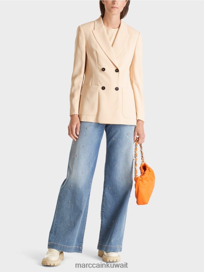 Marc Cain سترة طويلة LVN0D6160 ملابس كريم غامق