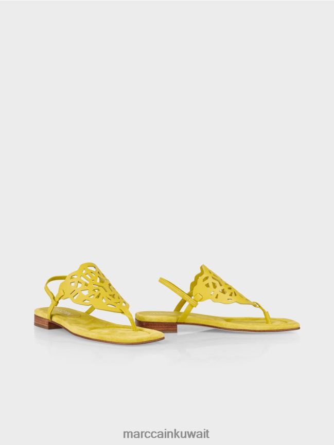 Marc Cain صنادل بمقدمة القدم مع فتحات LVN0D61601 أحذية الليمون الأخضر