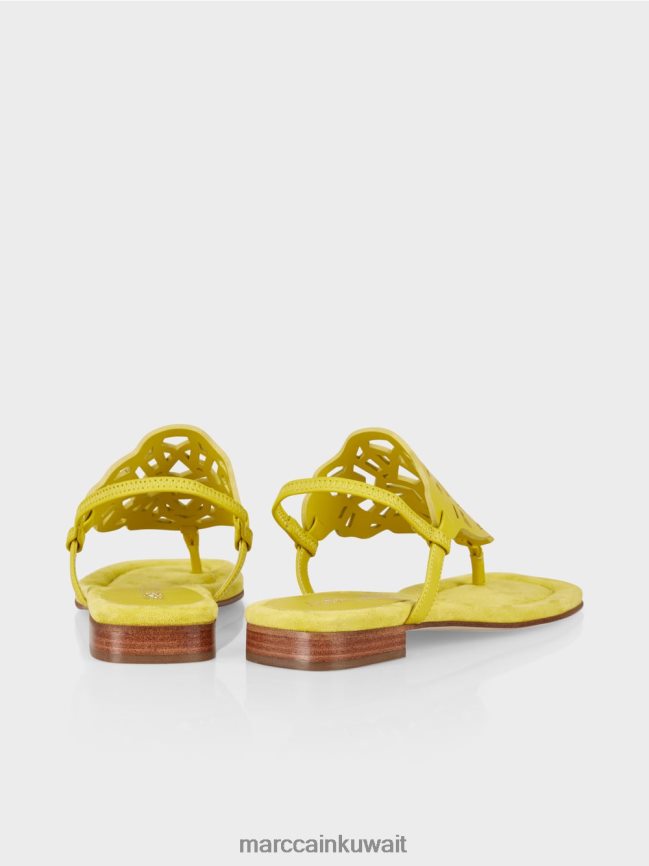 Marc Cain صنادل بمقدمة القدم مع فتحات LVN0D61601 أحذية الليمون الأخضر