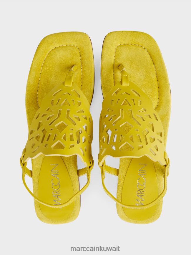Marc Cain صنادل بمقدمة القدم مع فتحات LVN0D61601 أحذية الليمون الأخضر