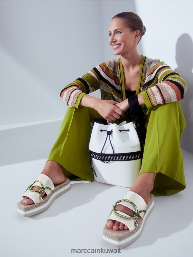 Marc Cain أحذية قماشية مزينة LVN0D61604 أحذية أبيض مصفر