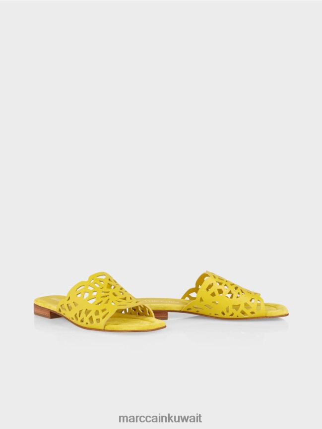 Marc Cain صنادل جيدة التهوية مع فتحات LVN0D61609 أحذية الليمون الأخضر