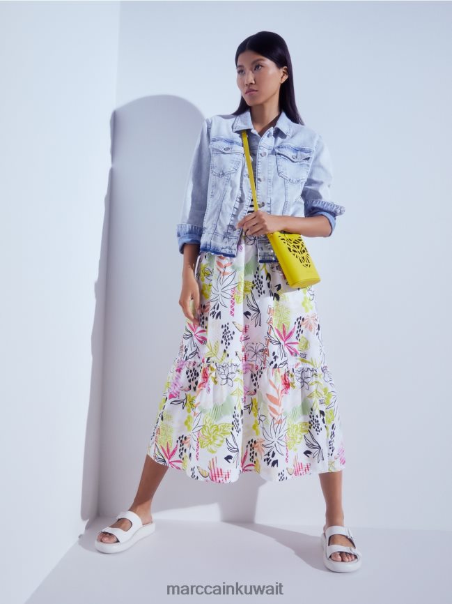 Marc Cain صندل بنعل مستدير LVN0D61613 أحذية أبيض مصفر